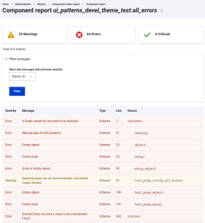 UI Patterns Devel dashboard